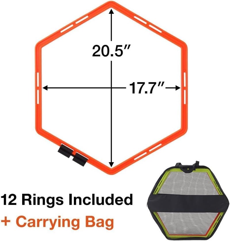 Japard Hex Agility Rings for Speed Training & Agility Footwork Training Speed Hurdles Ladder with Carrying Bag - Image 3